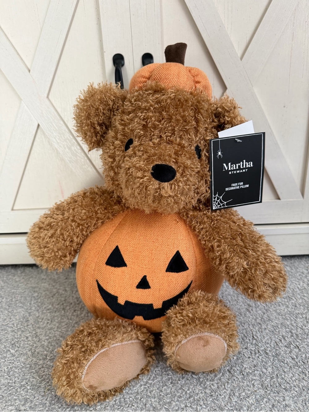 Martha Stewart Halloween Pumpkin Teddy Bear Plush Pillow